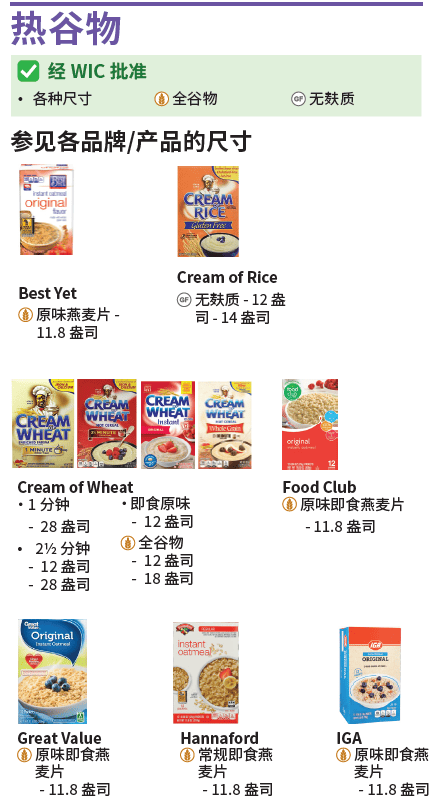 VT WIC 谷物