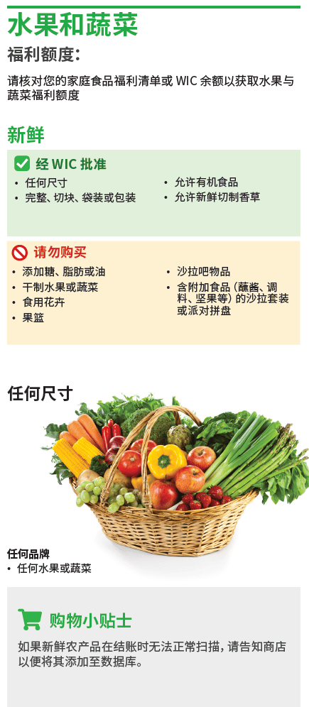VT WIC 水果和蔬菜