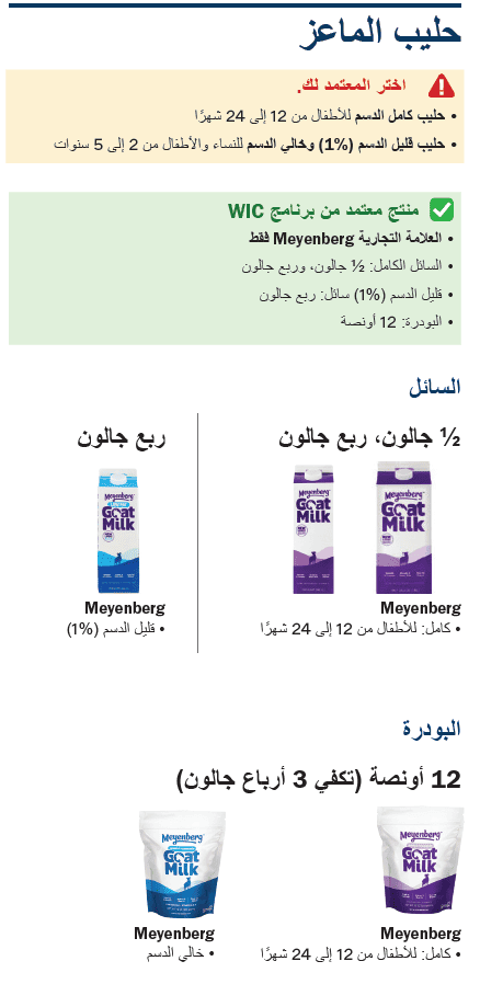VT WIC الحليب