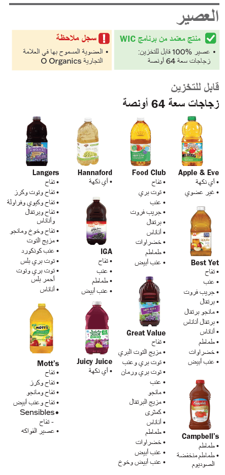 VT WIC العصير