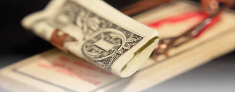Dollars caught in a mouse trap