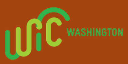 Washington WIC logo with rounded green lettering on a reddish background.