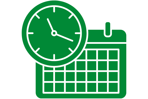 Green clock and a calendar