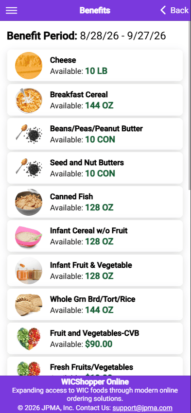 Benefits screen