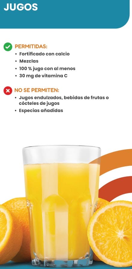 A Spanish WIC flyer explaining which juice types are allowed and not allowed.