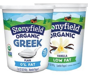 Stonyfield Organic brand yogurt