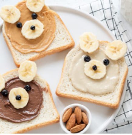 Bear Toast with bananas and peanut butter