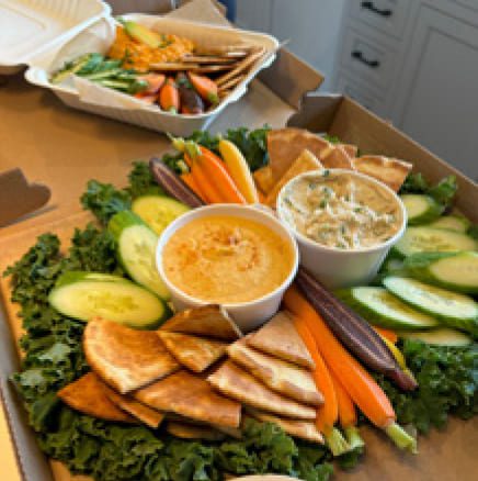 Dip Platter for Fruits and Veggies on a cutting board