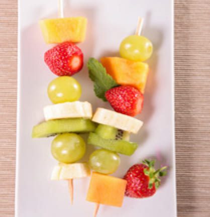 Fruit Kabobs on a plate