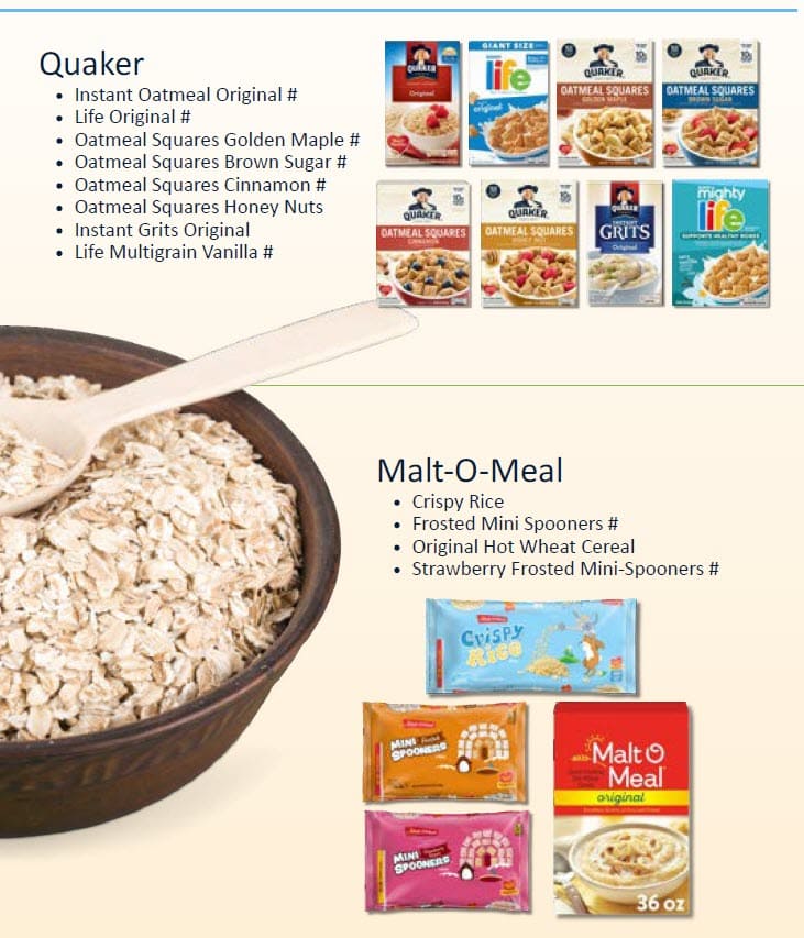 WIC list showing approved cereal, with what is allowed and restrictions in Spanish