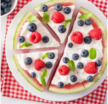 Watermelon Pizza on a plate