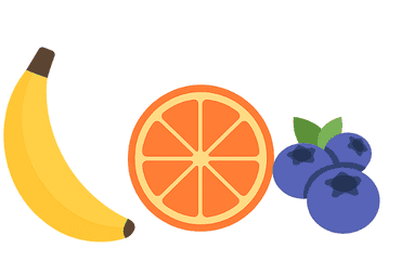Banana, blood orange and blueberries