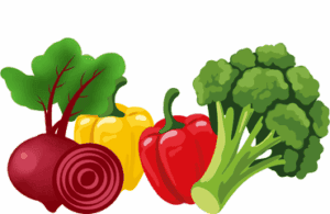 Beets, bell peppers and broccoli