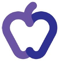 Abstract outline of a fruit shape in purple and blue.