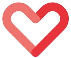 Abstract outline of a heart in red and pink.