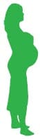 Green silhouette of a pregnant woman.